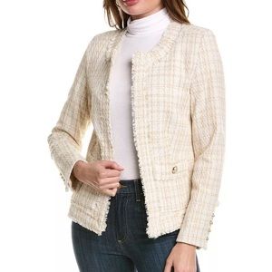 New Nanette Lepore Plaid Tweed Jacket Blazer Women's